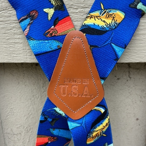 NWOT Men's Heavy Duty Suspenders Gone Fishin' Adjustable up to 48" 1.5" Wide - Picture 4 of 5
